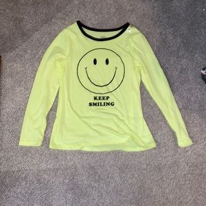 Justice Yellow Long Sleeve T- Shirt Girls Size 12